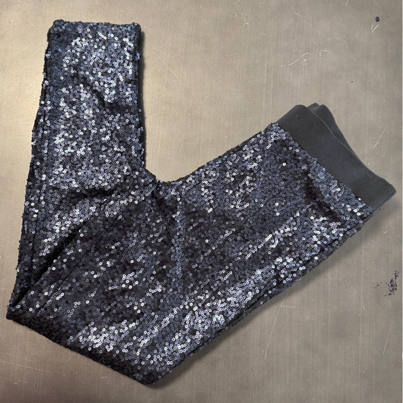 Aerie Navy Blue Sequin Pant Straight Leg Skinny Fashion Statement Legging - Picture 5 of 13